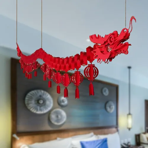 Miniatura 4 de Esquirla Decoraciones de techo de dragón de año nuevo, dragón de papel colgante, 2.6M, estilo A