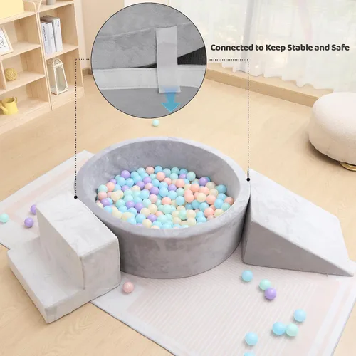 Miniatura 3 de EOSAU Pozo de pelotas para bebés de 35.4 pulgadas para niños pequeños con bloques de escalada de espuma, juguetes de escalada para niños pequeños