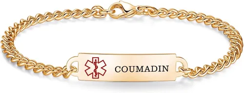 Miniatura 71 de Pulseras de identificación de alerta médica de 6.5 "-8.5" para mujeres, pulseras de emergencia médica de acero inoxidable, grabado gratuito