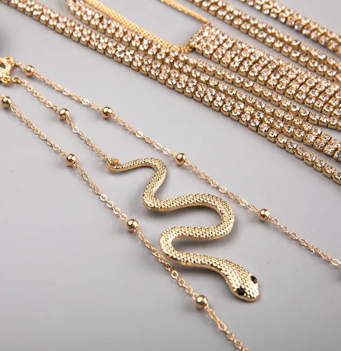 Miniatura 3 de Cadenas de muslo para mujer, 8 cadenas de piernas para mujer, cadena de pierna de serpiente, cadena de cuerpo en capas, juego de joyería de playa