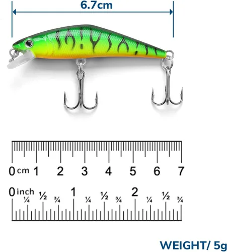 Miniatura 4 de Kit de señuelos de pesca, señuelo de minnow, cebo duro, cebos de manivela, wobbler de hundimiento, anzuelos agudos, señuelos de pesca de 2.7 in