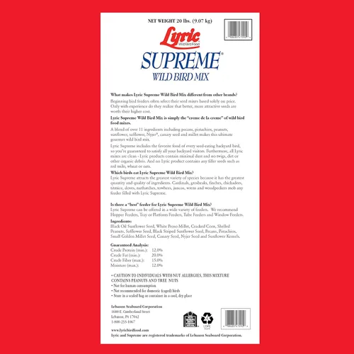 Miniatura 3 de Lyric Supreme Wild Bird Seed, mezcla de alimentos para pájaros silvestres con nueces y semillas de girasol, bolsa de 20 libras y mezcla de semillas