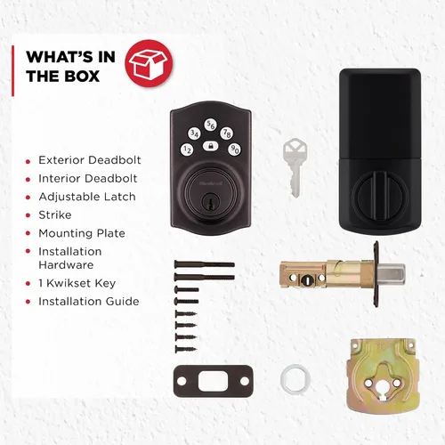 Miniatura 8 de Kwikset Powerbolt 240 - Cerradura de puerta de cerrojo electrónico tradicional de bronce veneciano con teclado de 5 botones, con entrada sin llave