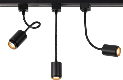 Miniatura 8 de Kiven Iluminación de riel tipo H, 1 luz moderna Halo Track accesorios de iluminación con cuello de cisne flexible de 360°, foco LED de aluminio