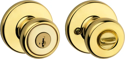 Miniatura 23 de Kwikset Tylo Pomo de Puerta Ficticio, Manija de Una Sola Cara para Armarios, Puertas Dobles Francesas y Despensa, Pomo de Puerta Interior de Latón