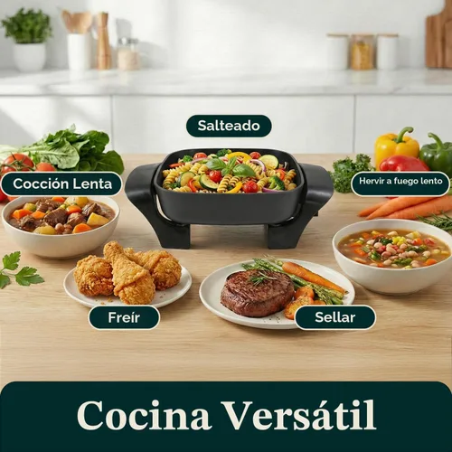 Miniatura 3 de Elite Gourmet EG808 - Sartén eléctrica antiadherente de 8 x 8 pulgadas, apta para lavavajillas con tapa ventilada de vidrio templado, calentamiento