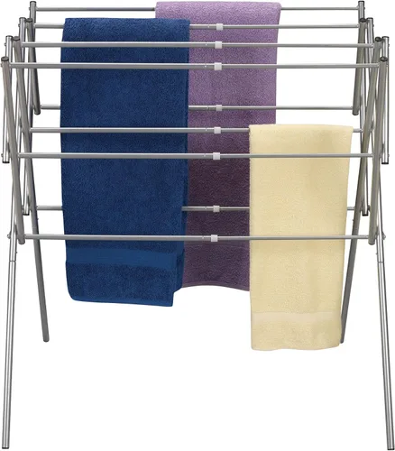 Miniatura 6 de Household Essentials - Tendedero de ropa plegable, extensible y colapsable para lavandería, color plateado Plata