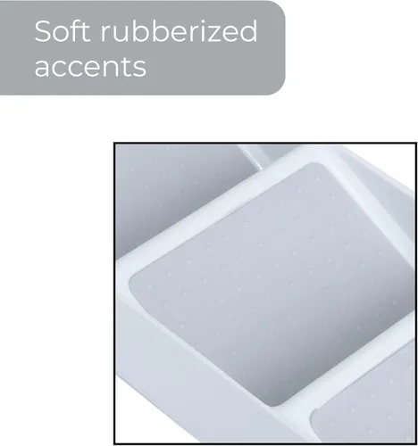 Miniatura 4 de Smart Design Cajón de plástico para especias de 3 secciones, forro y pies antideslizantes, sin BPA, tarros de condimentos, almacenamiento