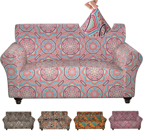 Miniatura 30 de Fundas elásticas para silla, fundas elásticas para sillón de 2 piezas, fundas de sofá lavables con diseño floral para sillón, protector de muebles