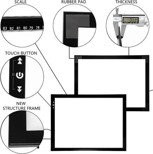 Miniatura 3 de HSK A1 62 * 88 CM Caja de Luz Artista de Aluminio Marco Súper Delgado de 6.6mm Bloqueo/Desbloqueo Táctil Botón Regulador de Intensidad 20W LED