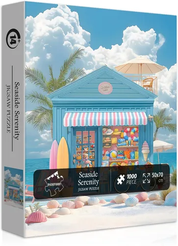 Miniatura 10 de Beach Puzzle for Adults 1000 Pieces, Summer Puzzle Ocean Cozy Holiday, Tropical Seaside Flower Plant Jigsaw Puzzle