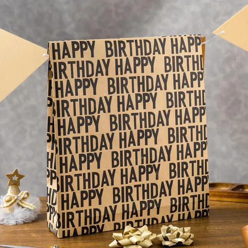 Miniatura 7 de MAYPLUSS Rollo de papel de regalo de feliz cumpleaños de los SS, envoltura de regalo de Kraft vintage Papel de regalo de 17 pulgadas x 33 pies