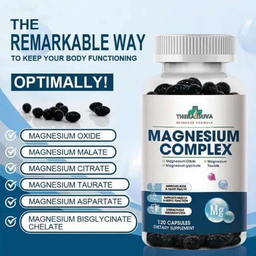 Miniatura 3 de Complejo de magnesio de alta absorción Complejo de magnesio elemento para la salud muscular, ósea y nerviosa, suministro de 2 meses, 120 cápsulas
