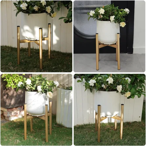 Miniatura 4 de Soporte ajustable de metal para plantas de interior, macetas de 8 a 14 pulgadas, soporte moderno de mediados de siglo, resistente carga de 160
