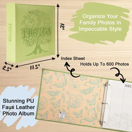 Miniatura 4 de COFICE Álbum de fotos de 4 x 6 pulgadas, carpeta de 3 anillas, libro de fotos grande con hojas de índice y divisorias, libro de fotos grande
