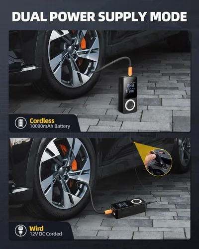 Miniatura 6 de Inflador de neumáticos inalámbrico, compresor de aire portátil, bomba de aire inteligente para neumáticos de automóvil con medidor de presión