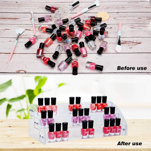 Miniatura 3 de KINGROW Estante organizador de esmalte de uñas, estante de exhibición de acrílico de 3 capas, estante para anteojos, aceites esenciales