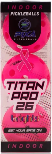PIXA Titan Pro 26 Pickleball para interiores, aprobado por USAPA, bolas de pickleball duraderas para interiores, rebote constante, vuelo suave, Rosa