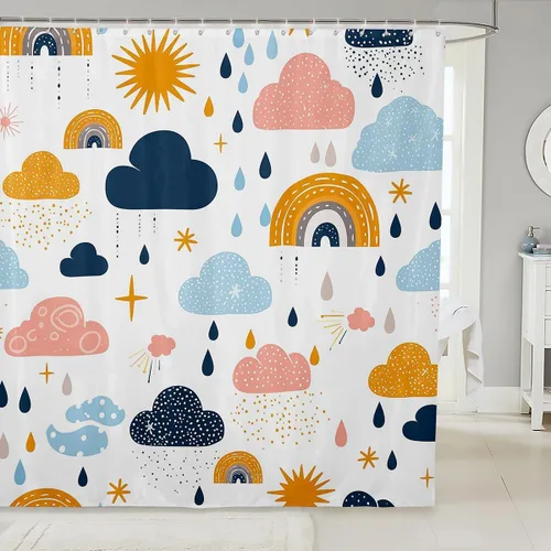 Miniatura 13 de Manfei Cortina de Ducha de Aguacate Lindo Estampado de Aguacate de Dibujos Animados Cortina de Baño para Niños y Niñas Tema de Frutas Cortina