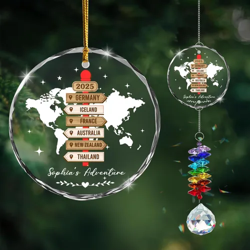 Miniatura 7 de Adorno de cristal con foto personalizada 2026 – Adorno de Navidad familiar personalizado, nombre personalizado, foto, fecha, recuerdo del día