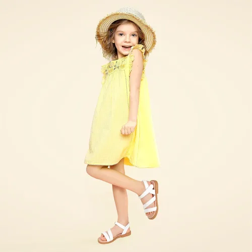 Miniatura 2 de PANDANINJIA Sandalias de verano para niñas Monica con punta abierta, zapatos planos de vestir para niños pequeños y grandes