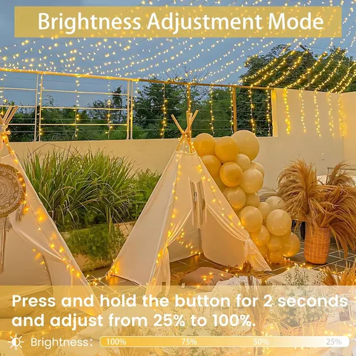 Miniatura 5 de Guirnalda de 100 luces LED conectables para interiores y exteriores, luces de Navidad blancas cálidas de 33 pies, impermeables, 13 modos