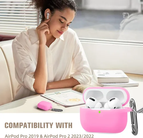 Miniatura 2 de Funda de silicona con iluminación nocturna para AirPods Pro, Hamile con llavero para Apple Airpod Pro 1ª/2ª generación 2019 2022, para mujeres