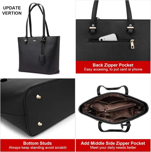 Miniatura 5 de Juego de 3 bolsas de mano para mujeres bolsa tipo tote para llevar colgada del hombro, bolso satchel y bolso hobo