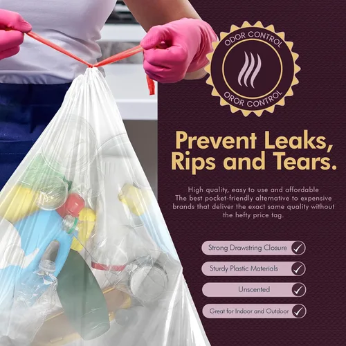 Miniatura 4 de PAMI Bolsas de basura altas con cordón de reciclaje para cocina, bolsas de basura de plástico extra fuertes, forros gruesos para cubos de basura