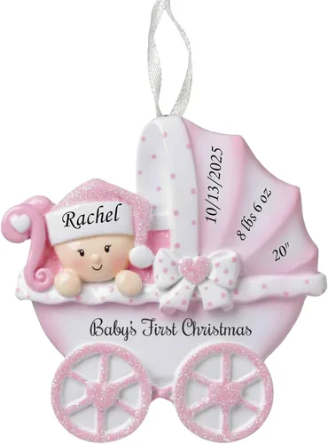 Miniatura 10 de Adorno de la primera Navidad del bebé 2025 – Recuerdo personalizado de las fiestas – Adorno personalizado de mi primera Navidad para bebé y nieto