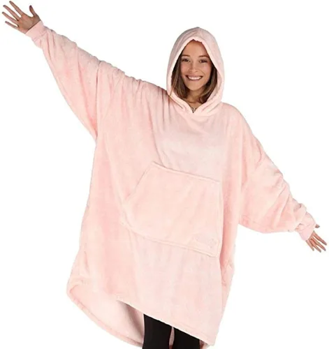 THE COMFY Dream | From Shark Tank | Patented | No Sherpa | Light Wearable Blanket Hoodie | Gift for Women & Men | One Size Rosa jaspeado
