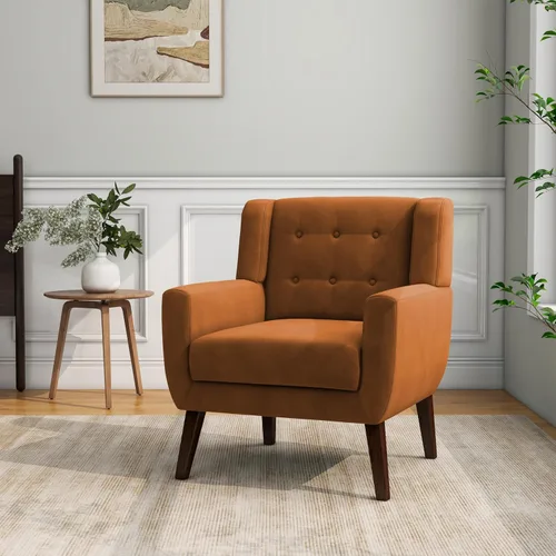 Miniatura 54 de Silla decorativa, sillas de tela moderna de mediados de siglo con brazos para sala de estar, cómodo sillón tapizado para dormitorio, sala de espera