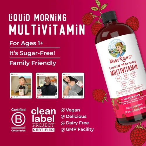 Miniatura 8 de Multivitamínico para mujeres, hombres y niños, vitaminas líquidas de suplemento de apoyo inmunológico y energético. Impulsor de belleza, vegano, sin