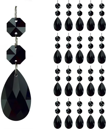 Miniatura 19 de 20 piezas de 1.496 pulgadas (1.496 in) con forma de lágrima, cristales de repuesto para atrapasoles de cristal conectados, cuentas octágonas, adorno