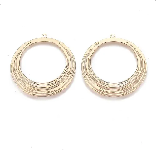 Miniatura 11 de Beadthoven - Colgantes de filigrana dorada clara, adornos de metal grabados, dijes de conector hueco para aretes, collares, accesorios para hacer