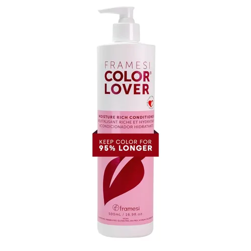 Framesi Color Lover - Acondicionador rico en humedad, 16.9 onzas líquidas, acondicionador sin sulfato con aceite de coco y quinua, cabello teñido