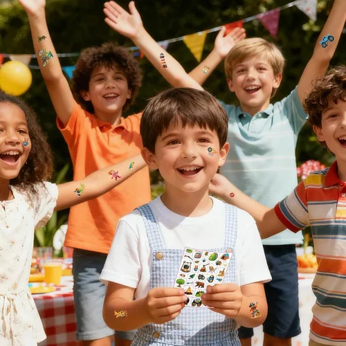 Miniatura 2 de 158 tatuajes temporales precortados para niños y niños, tatuajes falsos de aventura de dinosaurios y piratas, recuerdos de fiesta infantiles