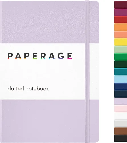 PAPERAGE Libreta con puntos, tipo diario (color lavanda), 160 páginas, tamaño mediano de 5.6 x 8 pulgadas - papel grueso de 100 GSM – Libreta de