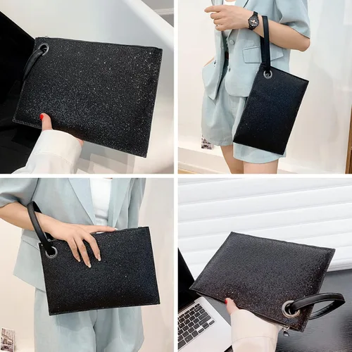 Miniatura 3 de Caviotess Bolso de mano con lentejuelas brillantes para mujer, bolso de noche con purpurina para fiesta, boda, Negro