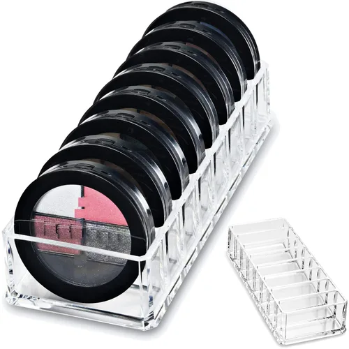 byAlegory - Organizador de maquillaje compacto de acrílico (bronceador, resaltador, polvo, colorete) | Almacenamiento de cosméticos para 8 espacios