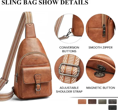 Miniatura 5 de Mroede Crossbody Bags for Women Men Sling Bag 5 Pockets Fanny Pack Sling Backpack Chest Daypack Travel Purse Anti Theft