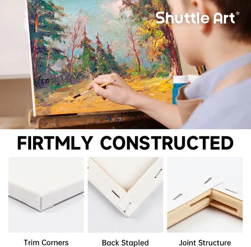 Miniatura 3 de Shuttle Art Lienzo para pintura, paquete múltiple de 20 piezas, lienzo estirado de 5 x 7 y 8 x 10 pulgadas, 100% algodón, lienzos blancos imprimados