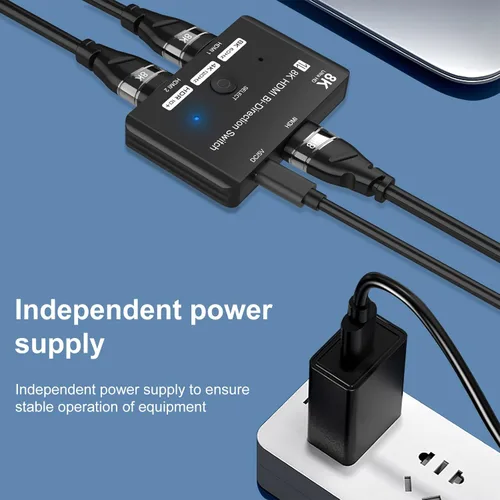 Miniatura 4 de Conmutador HDMI 2.1 Bidireccional Ultra HD 8K Interruptor HDMI 2 en 1 Salida/ 1 en 2 Salida Conmutador HDMI Compatible con 8K@60Hz/ 4K@120Hz 48Gbps