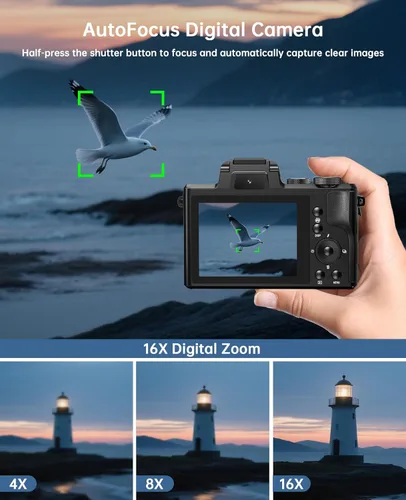 Miniatura 6 de Cámaras digitales 8K para fotografía – Autofoco 88MP WiFi Vlogging Cámara para YouTube con doble lente – Cámara de vlog con zoom digital 16X