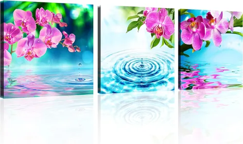 Miniatura 23 de TutuBeer 3 Paneles Arte Zen Decoración Spa Verde Bambú Decoración Rosa Aguas y Frangipani Imágenes Pintura Zen en Lienzo Impresiones Arte Bambú