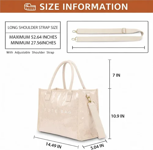 Miniatura 5 de Bolsa de PVC para mujer, ligera, con compartimentos, bolsa de hombro para viajes, trabajo, gimnasio