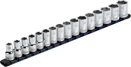 Miniatura 15 de ARES 70204 - Organizador de enchufes de aluminio de 3 piezas, rieles de enchufe de 1/4 pulgadas, 3/8 pulgadas y 1/2 pulgadas con capacidad para 48