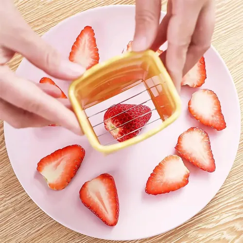 Miniatura 3 de Juego de 3 piezas de cortador de frutas - Cortador de fresas, plátanos, huevos, champiñones y ensaladas rápido y fácil - Accesorio de cocina
