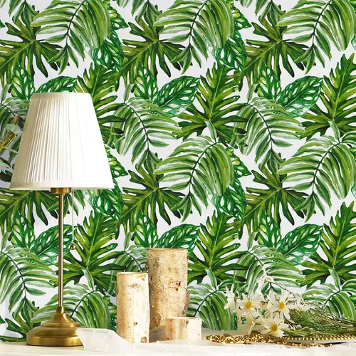 Papel Tapiz Tropical Despegar y Pegar Papel de Contacto de Selva 17.7 pulgadas x 118.1 pulgadas Papel de Contacto de Hoja de Palma Despegar y Pegar