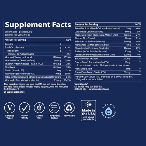 Miniatura 6 de Trace Minerals Power Pak Plus Immunity - Suplemento de apoyo de hidratación que ayuda a la resistencia - Suplemento de absorción mineral ayuda a